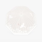 鳥かご傘　ホワイト

持ち手が鳥のお顔になっています。

くちばしが滑り止めになっていて、机や下駄箱にかけてもすべり落ちない優れもの♪

傘骨にグラスファイバーを使用した、風にも強い構造です。